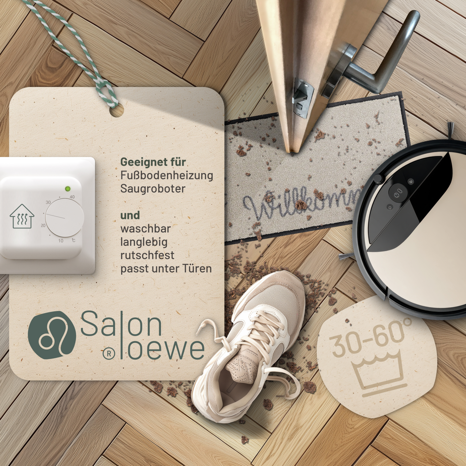 salonloewe-willkommen-wiese-minimatte-30-x-75-cm-waschbare-fu-matte-beige-grau image 3