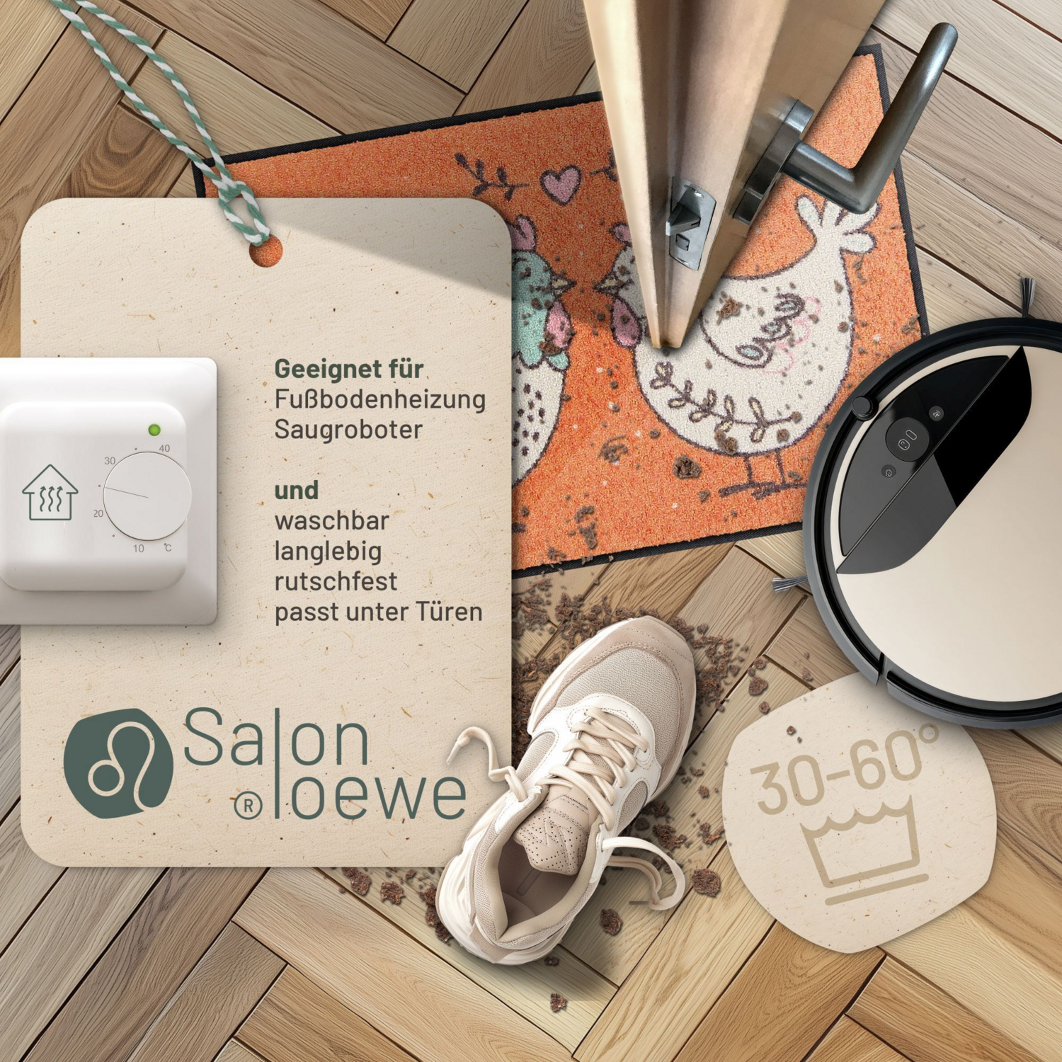 salonloewe-charming-chicken-eingangsmatte-50-x-75-cm-waschbare-fu-matte-mit-h-hn image 2