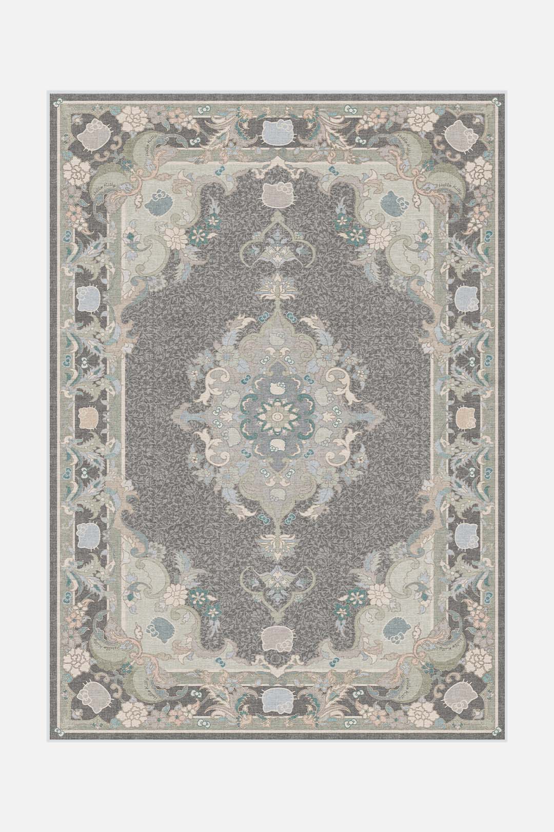 teppana-hello-kitty-orient-grau-teppich-waschbarer-indoor-teppich image 1