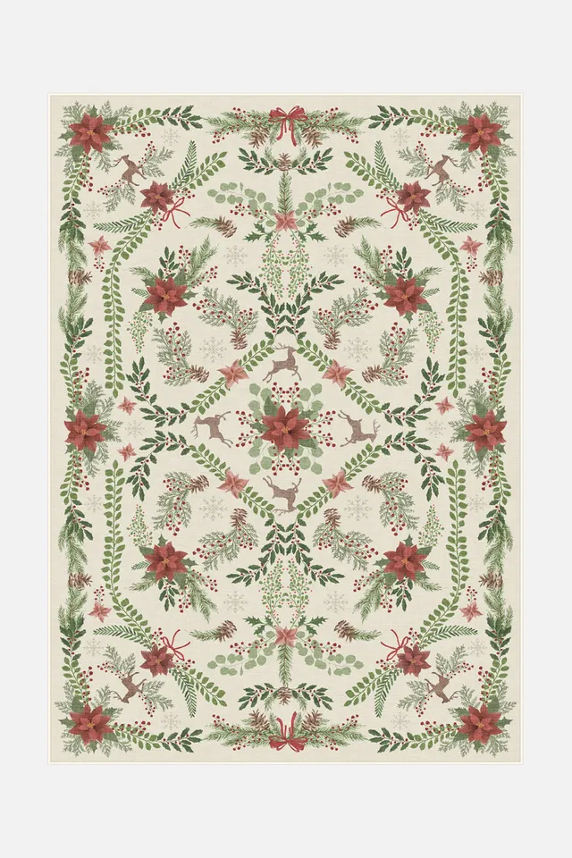 teppana-weihnachtsstern-creme-teppich-weicher-indoorteppich-mit-waschmaschinen-e image 1