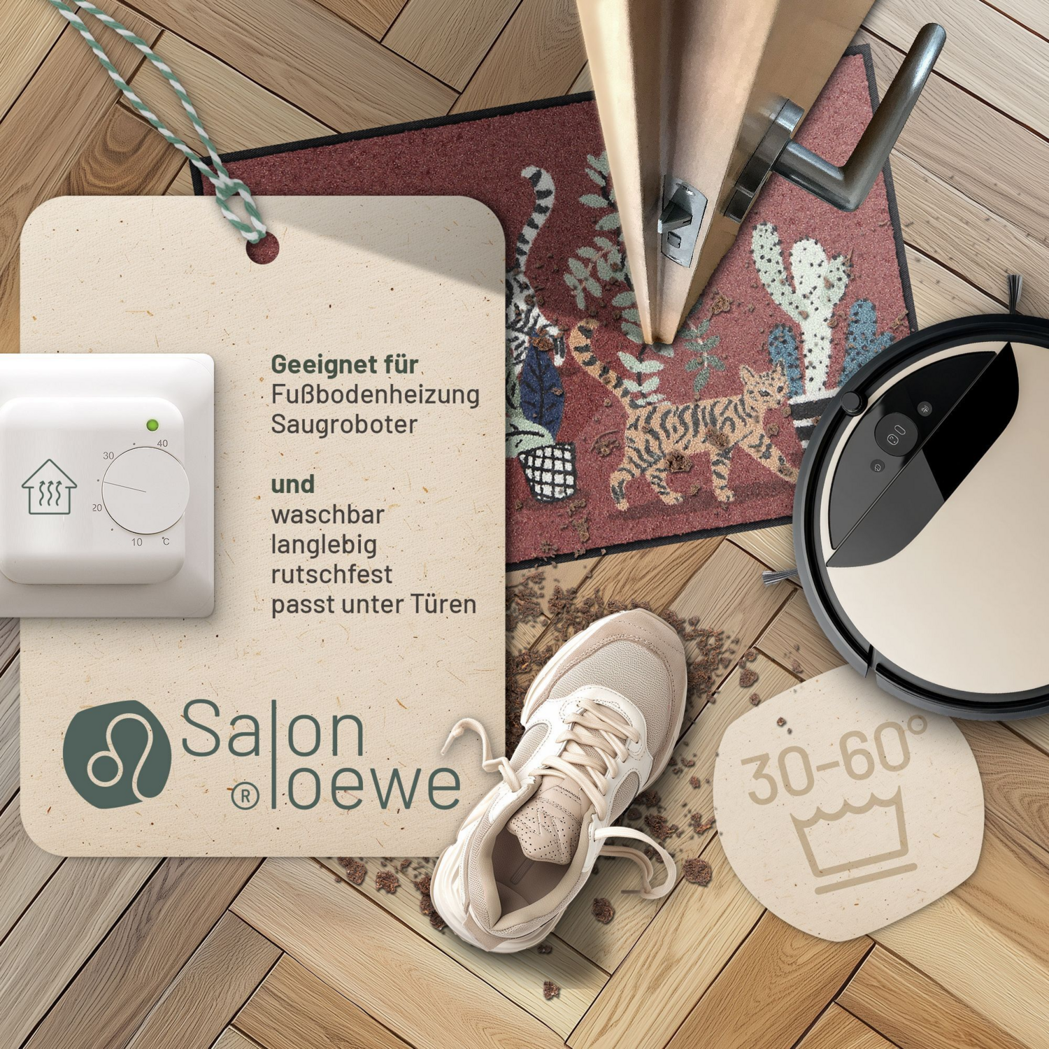 salonloewe-home-alone-eingangsmatte-50-x-75-cm-polyamid-rutschfest-waschbar-katz image 2