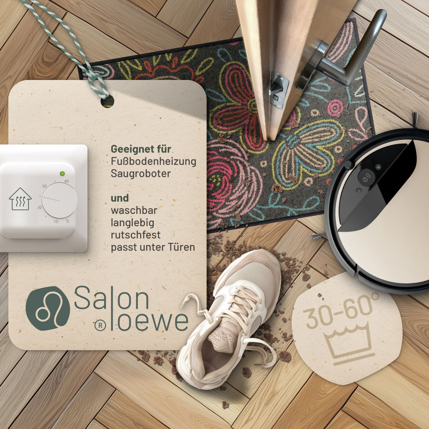 salonloewe-dot-flowers-grey-eingangsmatte-50-x-75-cm-florale-schmutzfangmatte-in image 2
