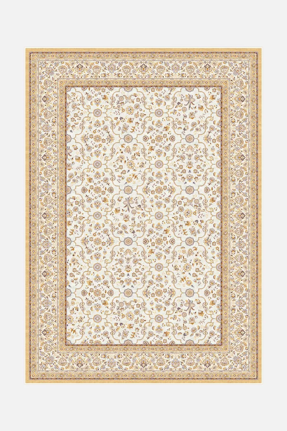 teppana-nesrin-beige-waschbarer-floral-teppich image 1
