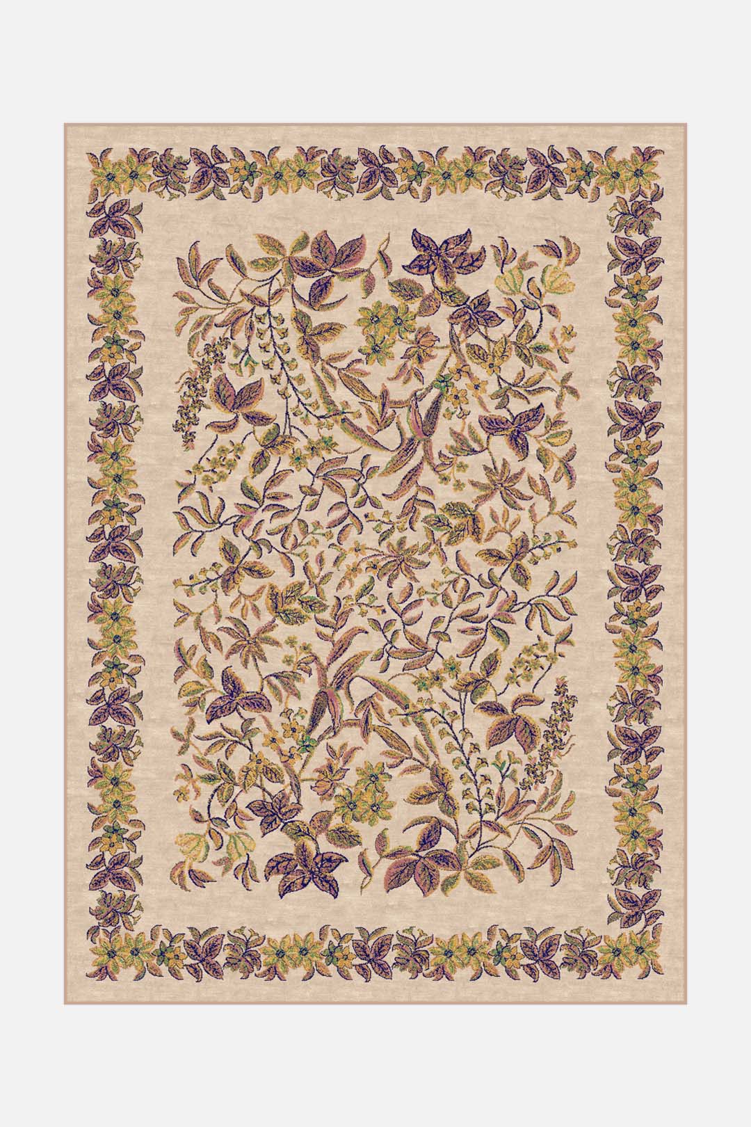 teppana-elinja-lila-teppich-waschbarer-indoor-teppich-mit-blumenmuster-lila-beig image 1