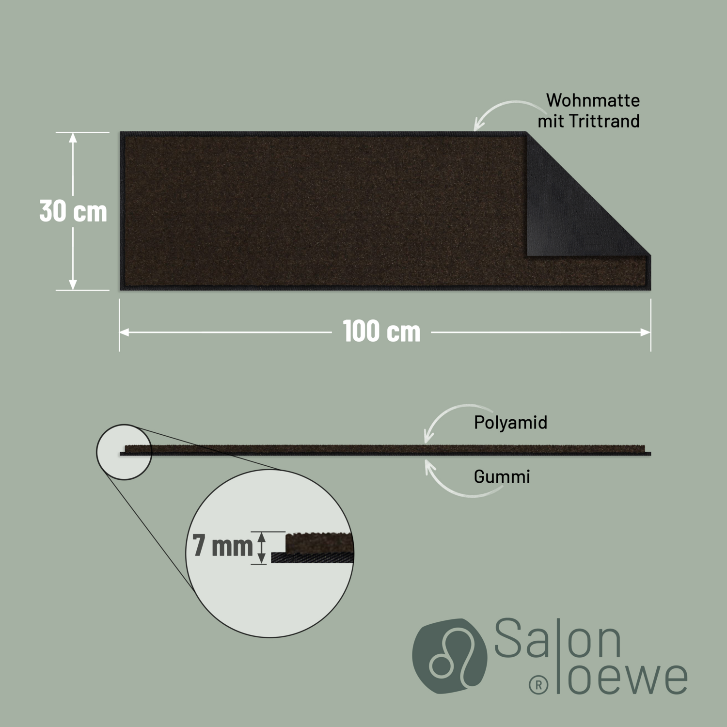 salonloewe-schokobraun-minimatte-30-x-100-cm-polyamid-rutschfest-waschbar-made-i image 3