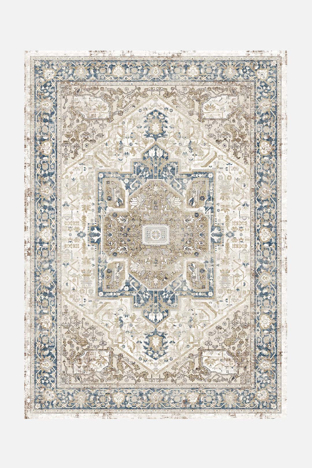teppana-heriz-natur-waschbarer-teppich-beige-persisch image 1