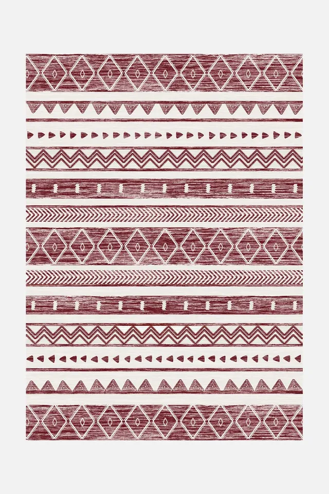 teppana-ikat-maroon-waschbarer-teppich-boho-marokkanisch image 1