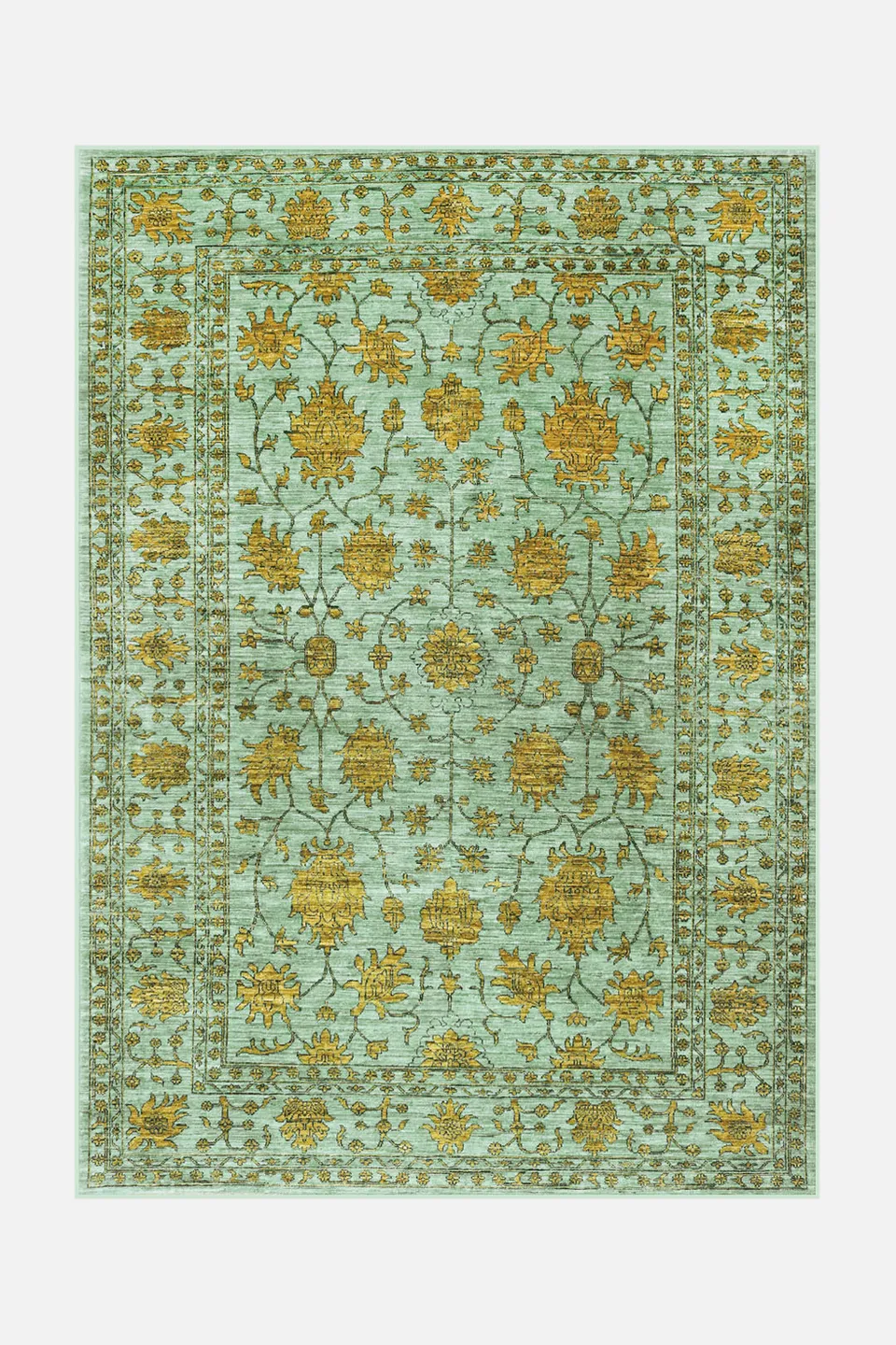 teppana-floral-citrin-teppich-waschbarer-l-ufer-floral-gr-n-gelb image 1