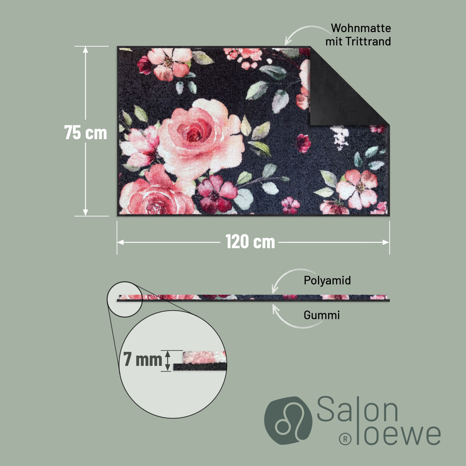 salonloewe-beverly-teppich-75-x-120-cm-waschbare-fu-matte-mit-romantischem-blume image 4