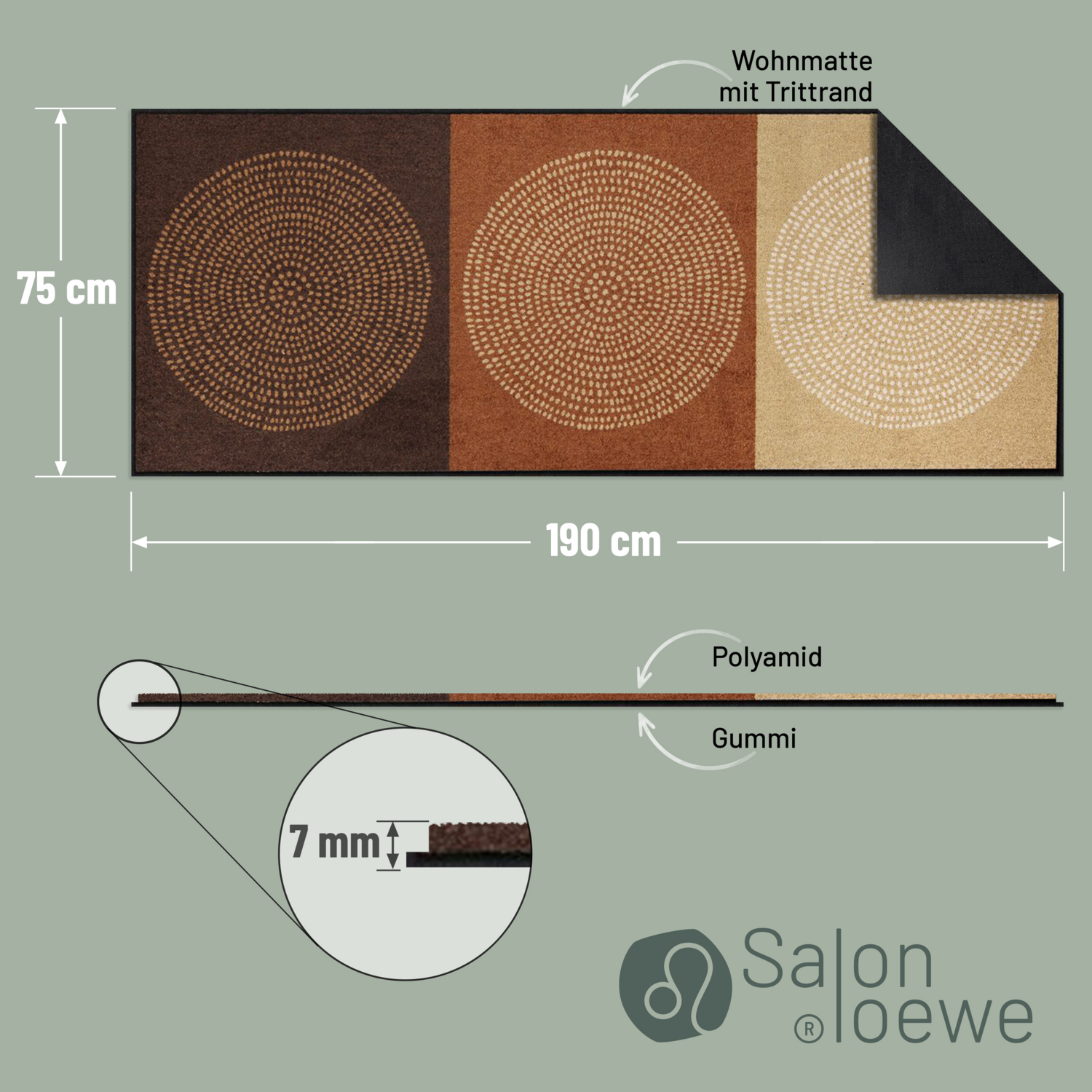 salonloewe-nestor-mocca-teppich-75-x-190-cm-waschbare-schmutzfangmatte-mit-grafi image 4