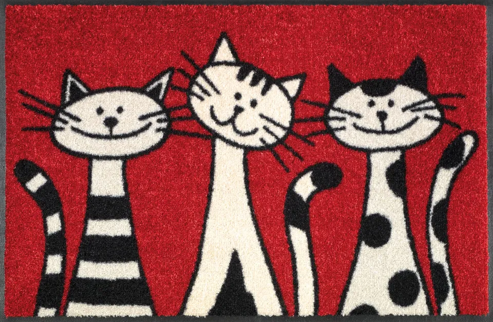 wash-dry-fu-matte-three-cats-50x75-cm-waschbare-design-sauberlaufmatte-mit-katze image 1