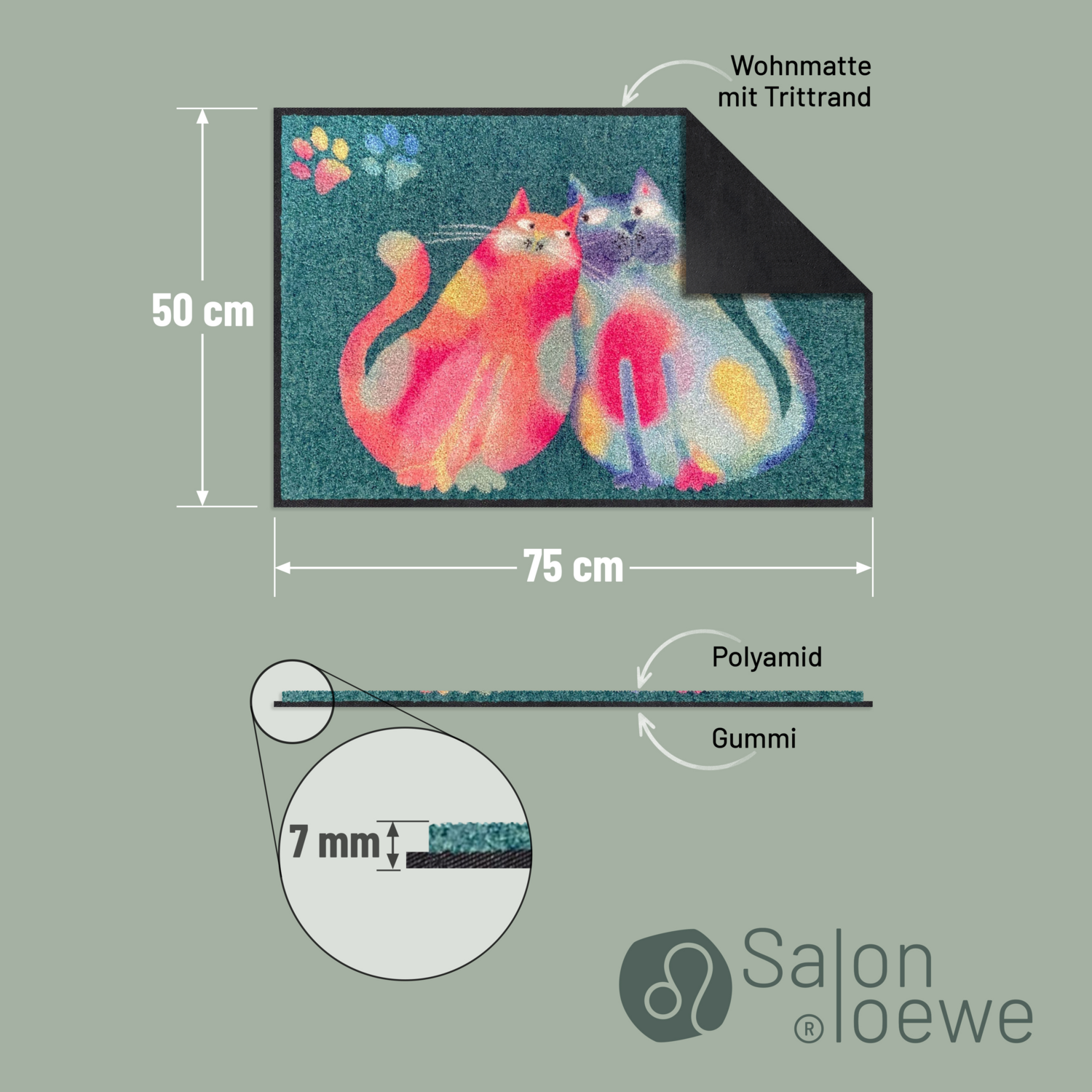 salonloewe-rainbow-cats-eingangsmatte-50-x-75-cm-bunte-waschbare-fu-matte-mit-ka image 4