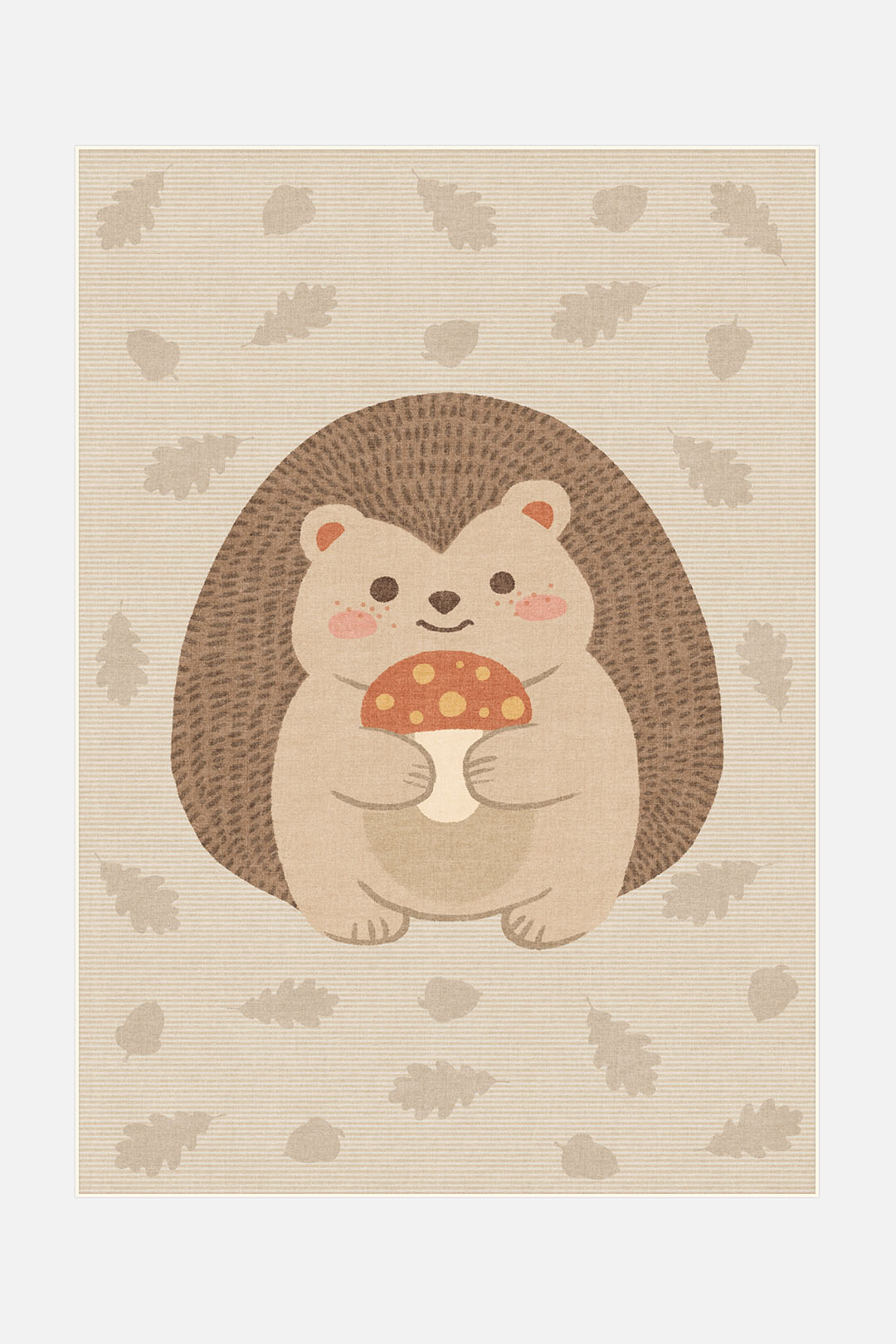 teppana-waldigel-beige-teppich-waschbarer-kinderteppich-mit-igel-motiv-in-beige- image 1