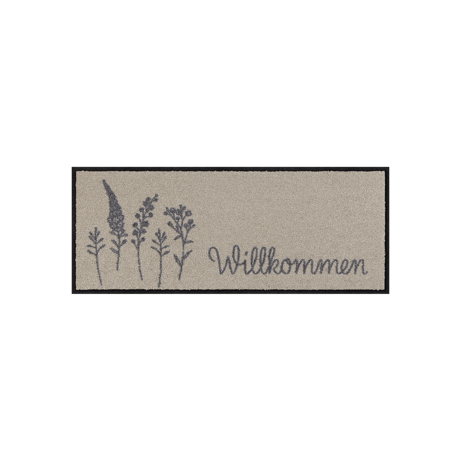 salonloewe-willkommen-wiese-minimatte-30-x-75-cm-waschbare-fu-matte-beige-grau image 1