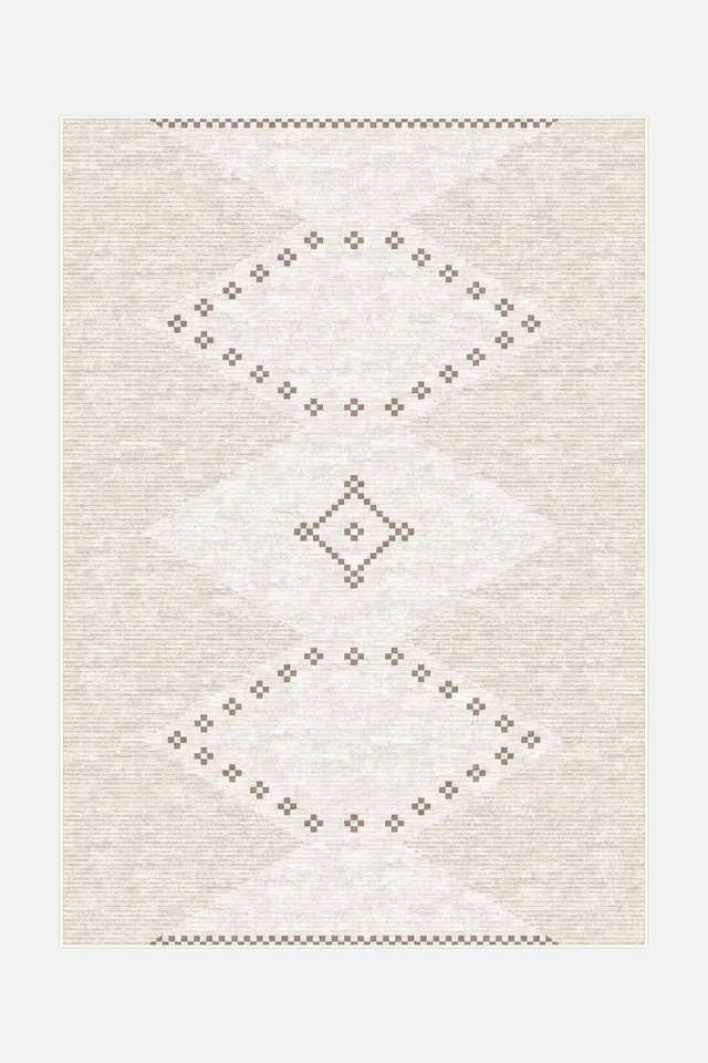 teppana-nora-mandel-teppich-waschbarer-boho-teppich-beige-natur-geometrisch-inkl image 1