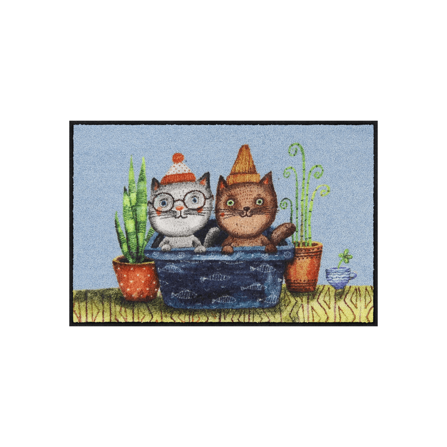 salonloewe-trouble-cats-eingangsmatte-50-x-75-cm-katzenmotiv-waschbar-und-trockn image 1