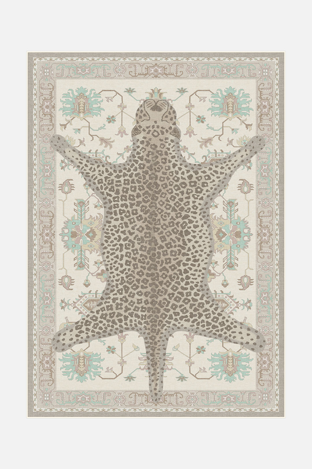 teppana-leopard-beige-teppich-waschbarer-kurzflor-teppich-mit-rutschfester-matte image 1