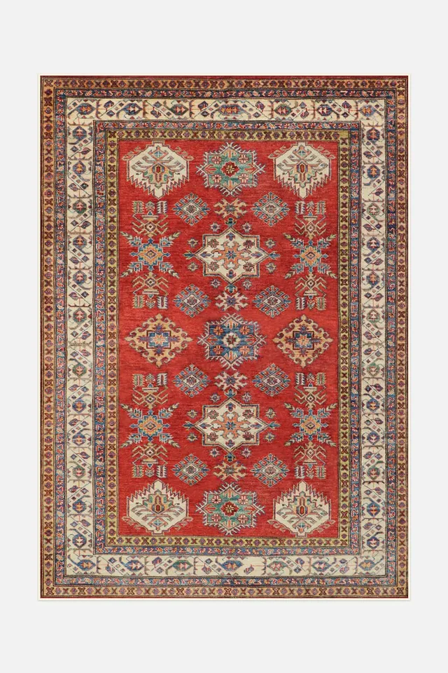 teppana-alina-kazak-teppich-waschbarer-nomaden-teppich-120x170-cm-creme-inkl-ant image 1