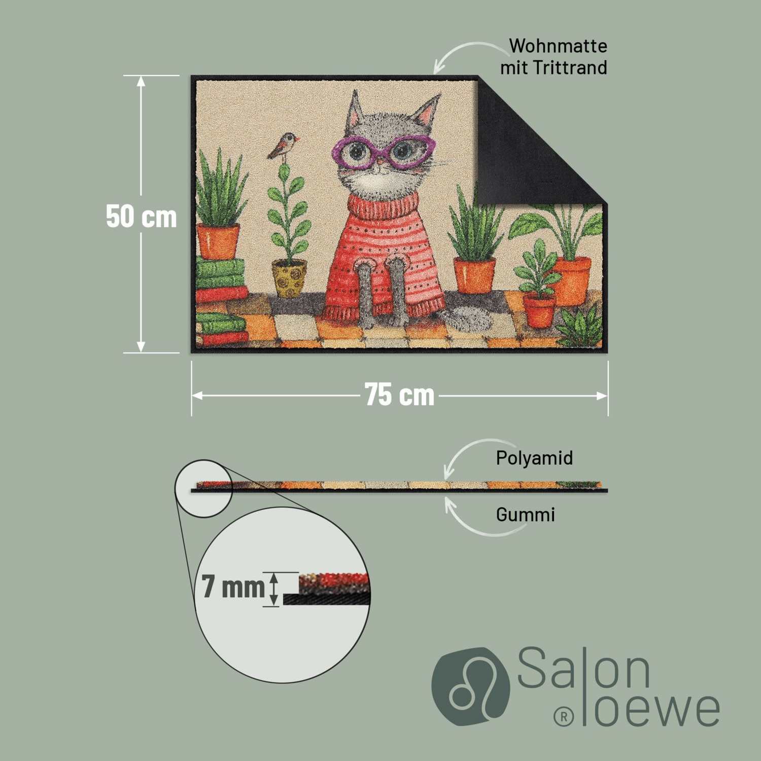 salonloewe-sophisti-cat-eingangsmatte-50-x-75-cm-waschbare-schmutzfangmatte-mit- image 3