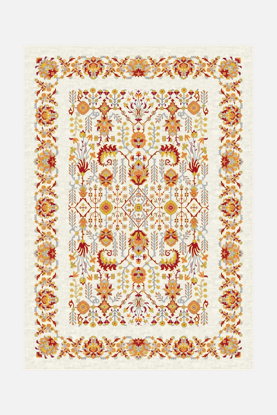 teppana-fleur-rot-teppich-waschbarer-teppich-mit-floralem-design-in-beige-natur- image 1