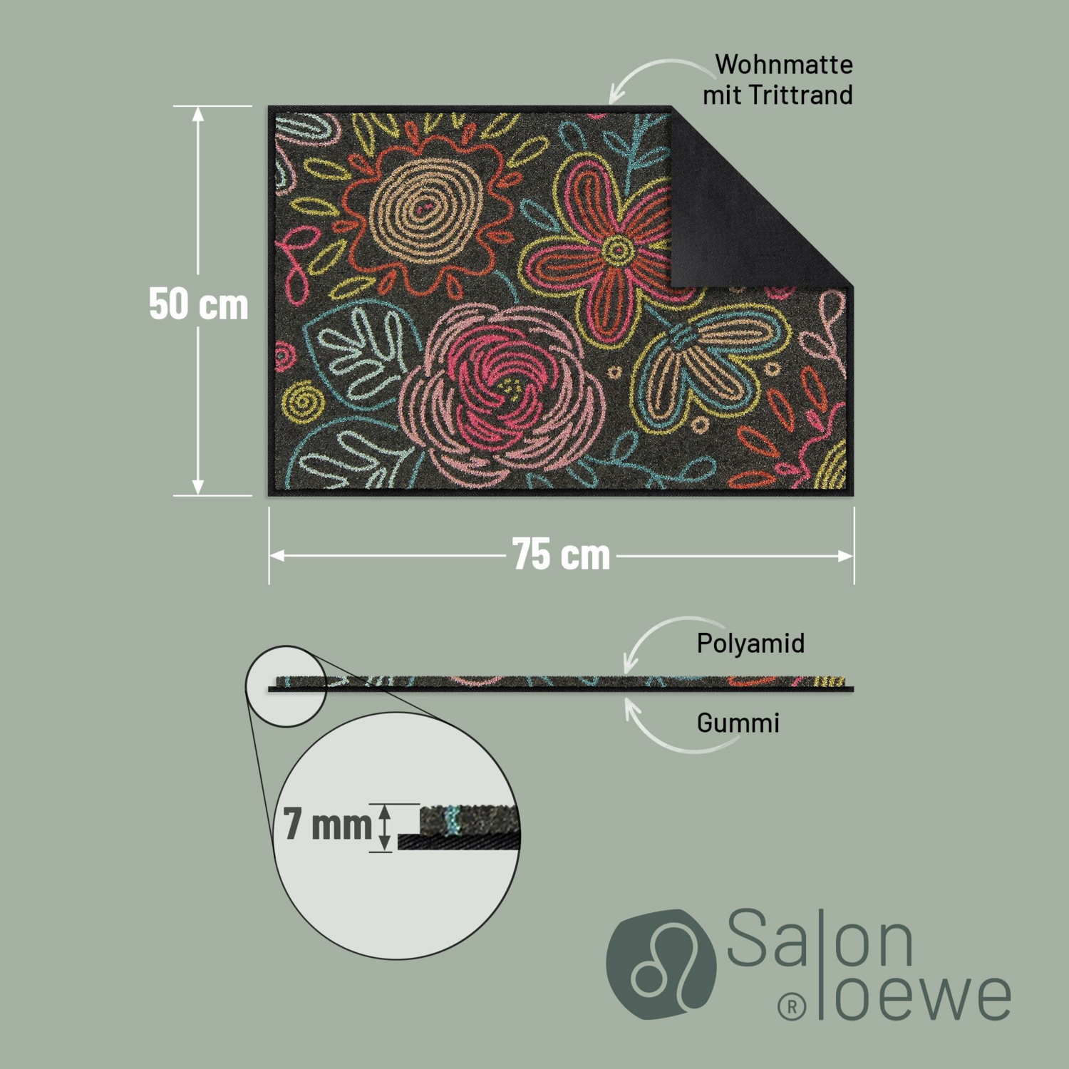 salonloewe-dot-flowers-grey-eingangsmatte-50-x-75-cm-florale-schmutzfangmatte-in image 3