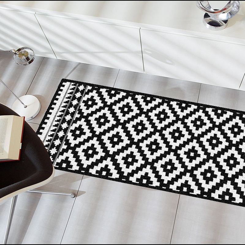 salonloewe-tabuk-black-white-teppich-60-x-180-cm-geometrisches-muster-waschbar image 2