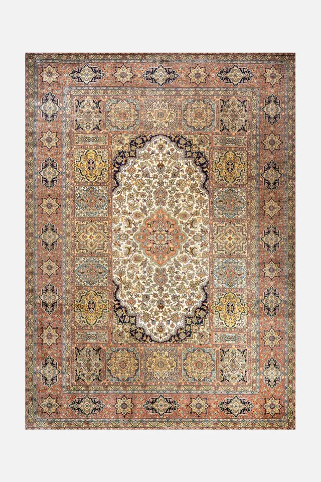teppana-neda-medallion-teppich-waschbarer-indoor-teppich-beige-natur-braun-taupe image 1