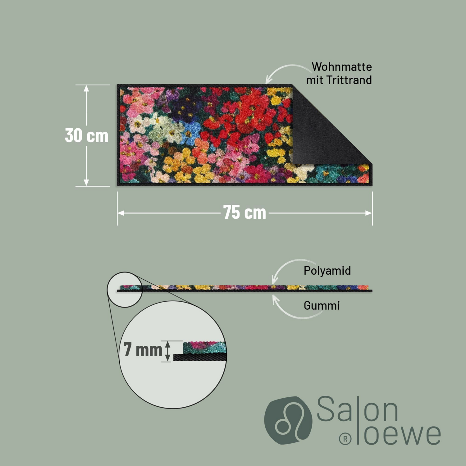 salonloewe-mille-fleurs-minimatte-30-x-75-cm-blumenmotiv-polyamid-rutschfest image 4