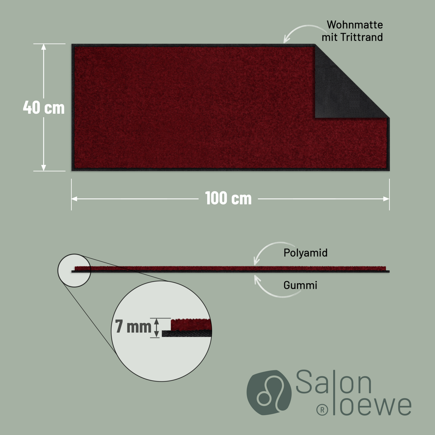 salonloewe-weinrot-teppich-waschbare-fu-matte-40-x-100-cm-polyamid-rutschfester- image 3