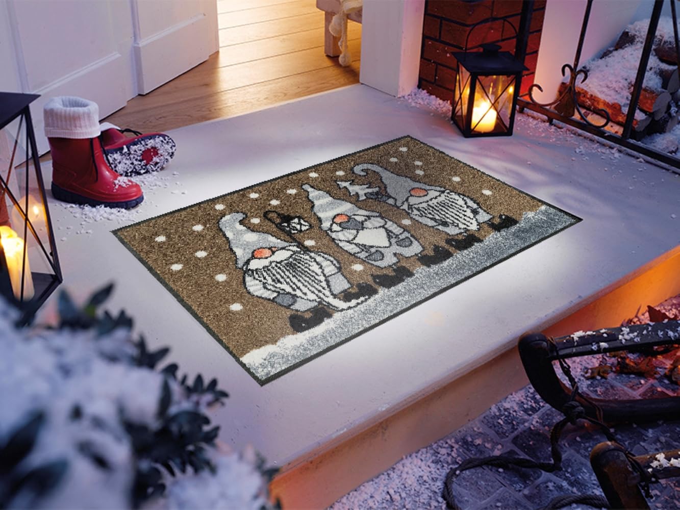 wash-dry-design-fu-matte-winterzwerge-taupe-50x75-cm-waschbare-sauberlaufmatte-f image 2
