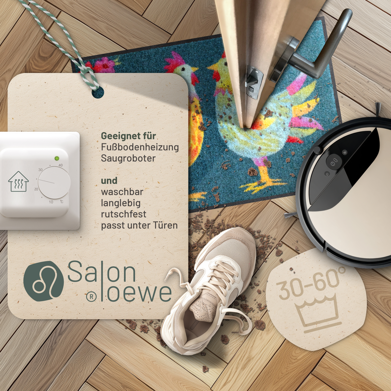 salonloewe-rainbow-chicken-petrol-eingangsmatte-50-x-75-cm-bunte-schmutzfangmatt image 3