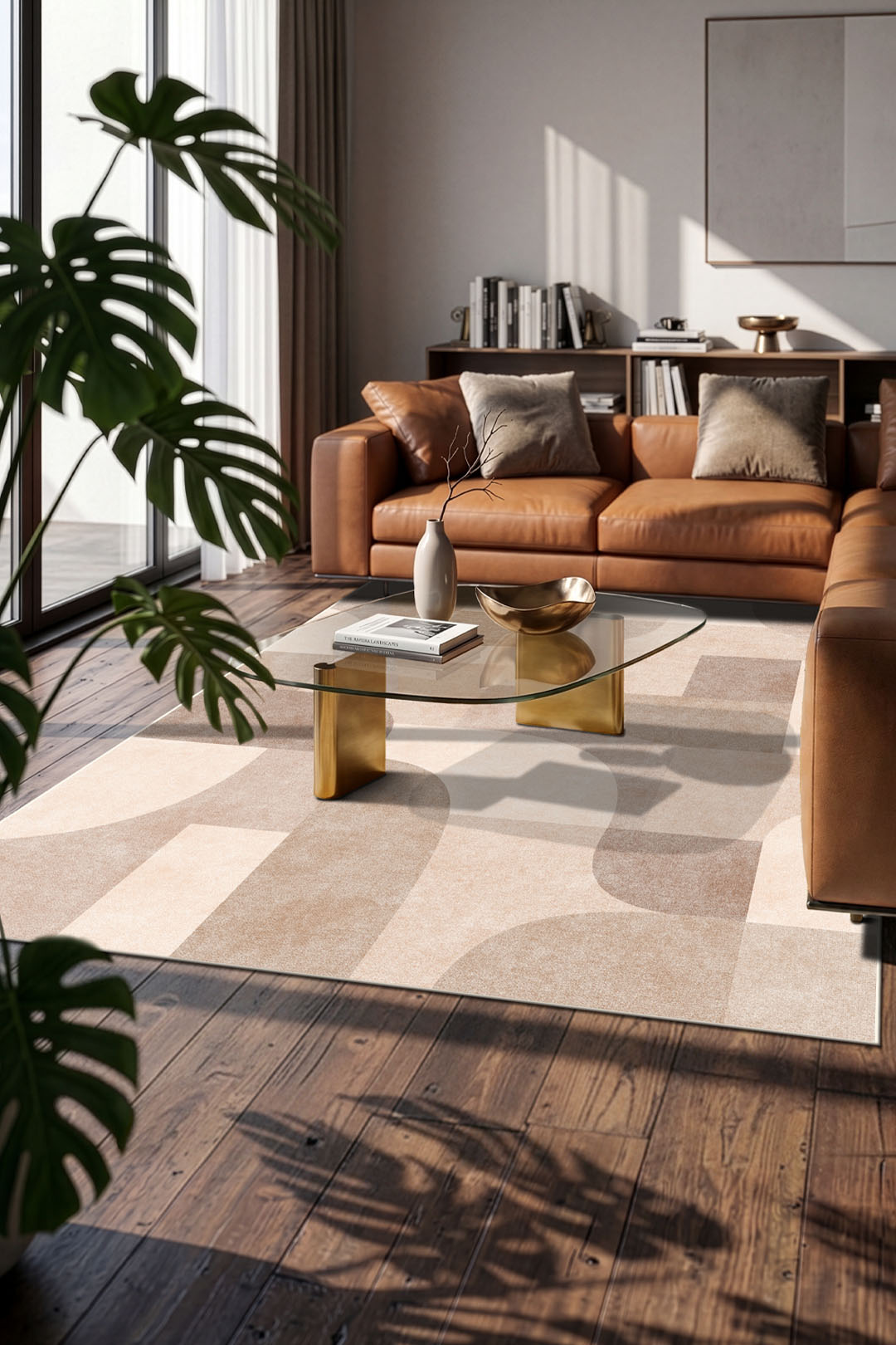 teppana-freya-puder-teppich-waschbarer-indoor-teppich-beige-geometrisch-modern image 4