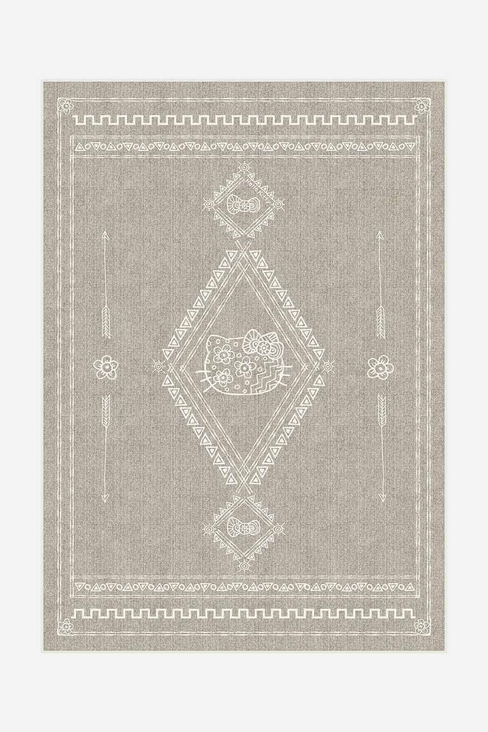 teppana-hello-kitty-tribal-taupe-teppich-waschbarer-kinder-indoor-teppich-in-tau image 1