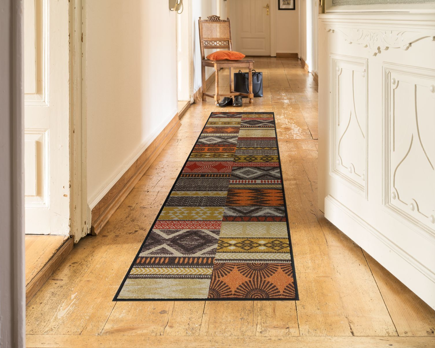 salonloewe-ethno-patch-teppich-60-x-240-cm-geometrisches-design-rutschfest-wasch image 2