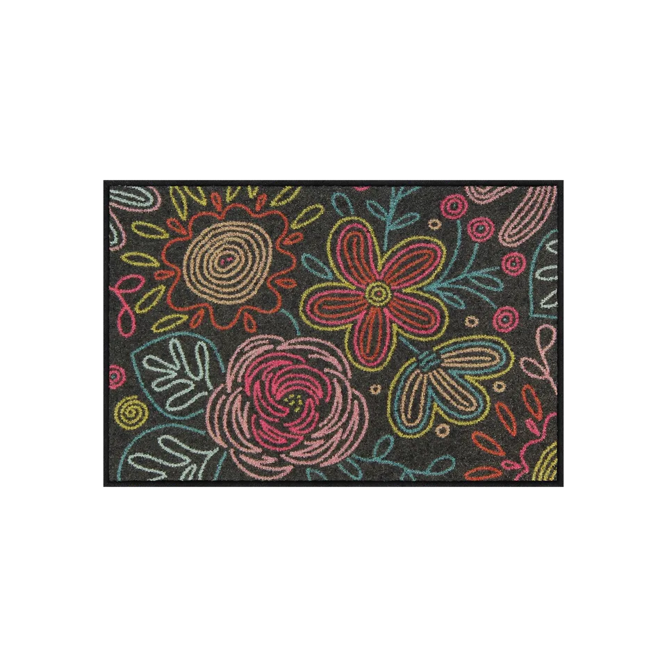salonloewe-dot-flowers-grey-eingangsmatte-50-x-75-cm-florale-schmutzfangmatte-in image 1