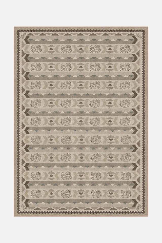 teppana-hello-kitty-kilim-mokka-teppich-waschbarer-kinder-teppich-beige-natur-bo image 1