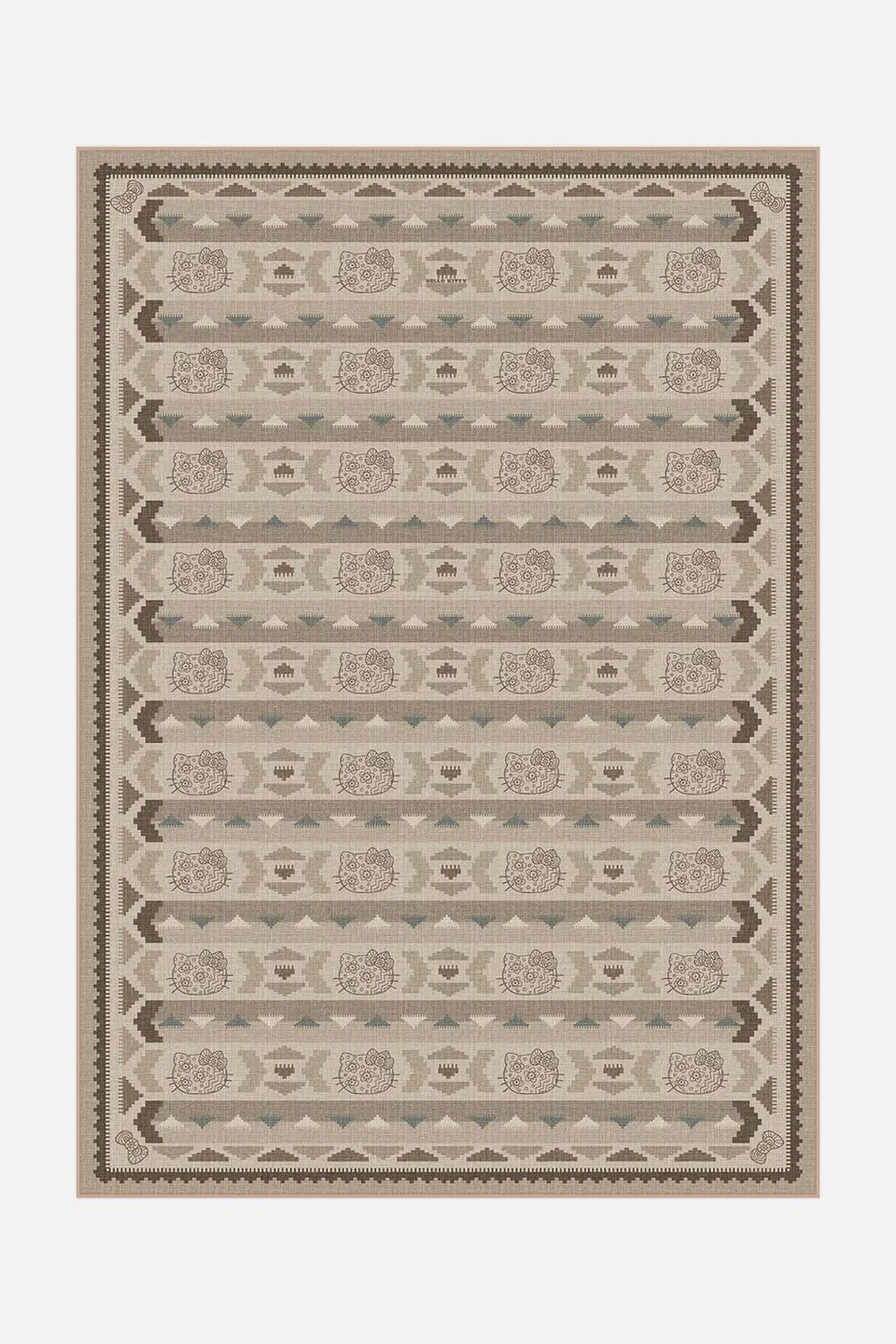 teppana-hello-kitty-kilim-mokka-teppich-waschbarer-kinder-teppich-beige-natur-bo image 1