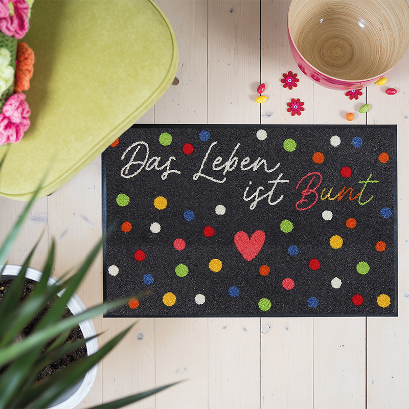 salonloewe-buntes-leben-eingangsmatte-50-x-75-cm-bunte-schmutzfangmatte-mit-herz image 2