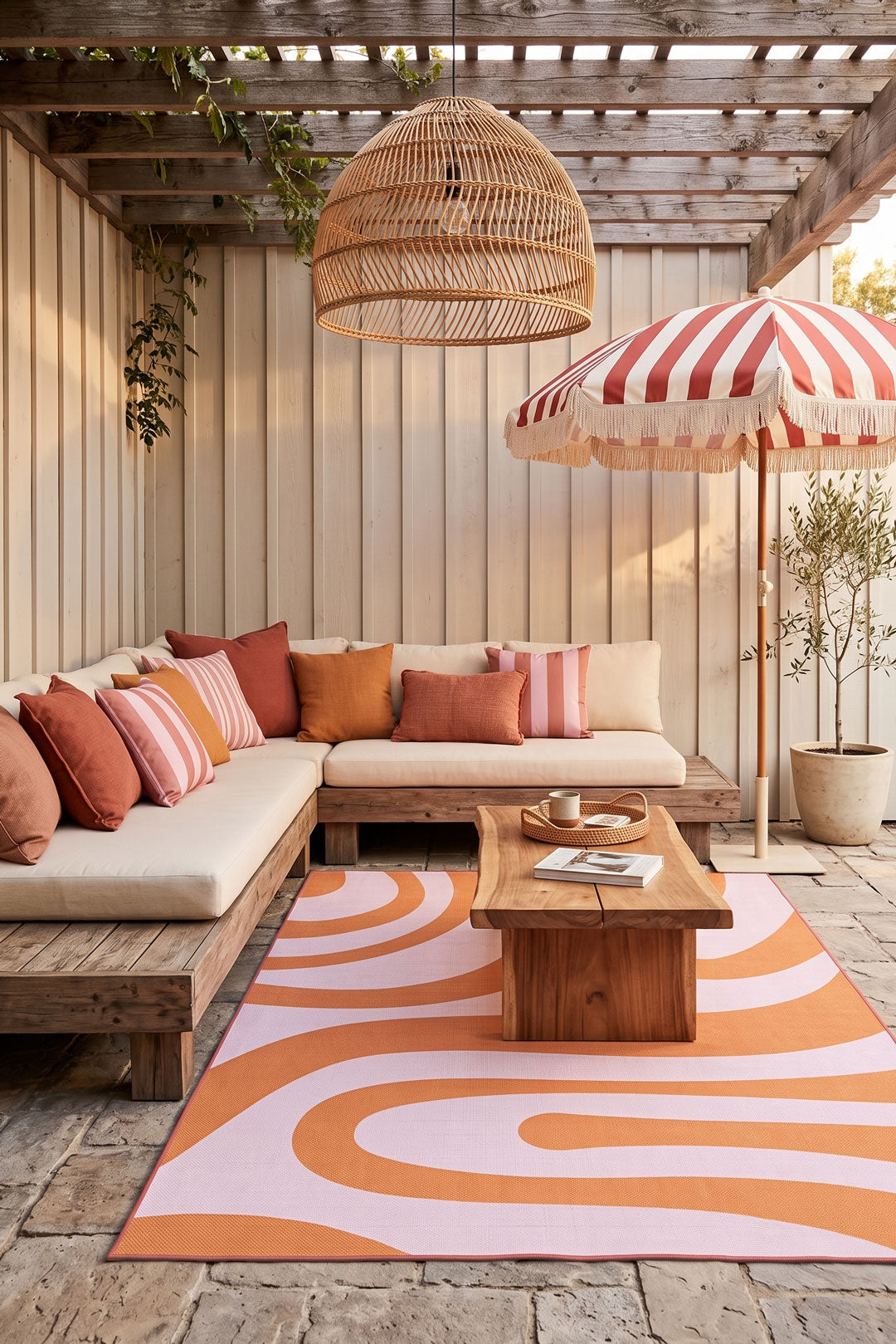 teppana-outdoor-oceane-blume-teppich-waschbarer-outdoor-teppich-rot-gelb-orange- image 4