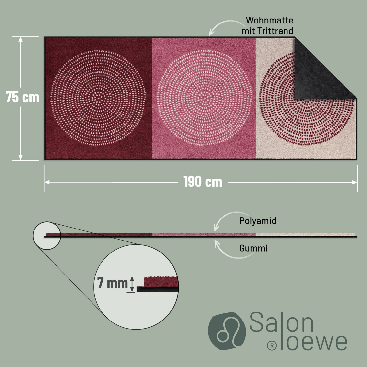 salonloewe-nestor-rose-teppich-75-x-190-cm-l-ufer-im-uni-design-polyamid-rutschf image 3