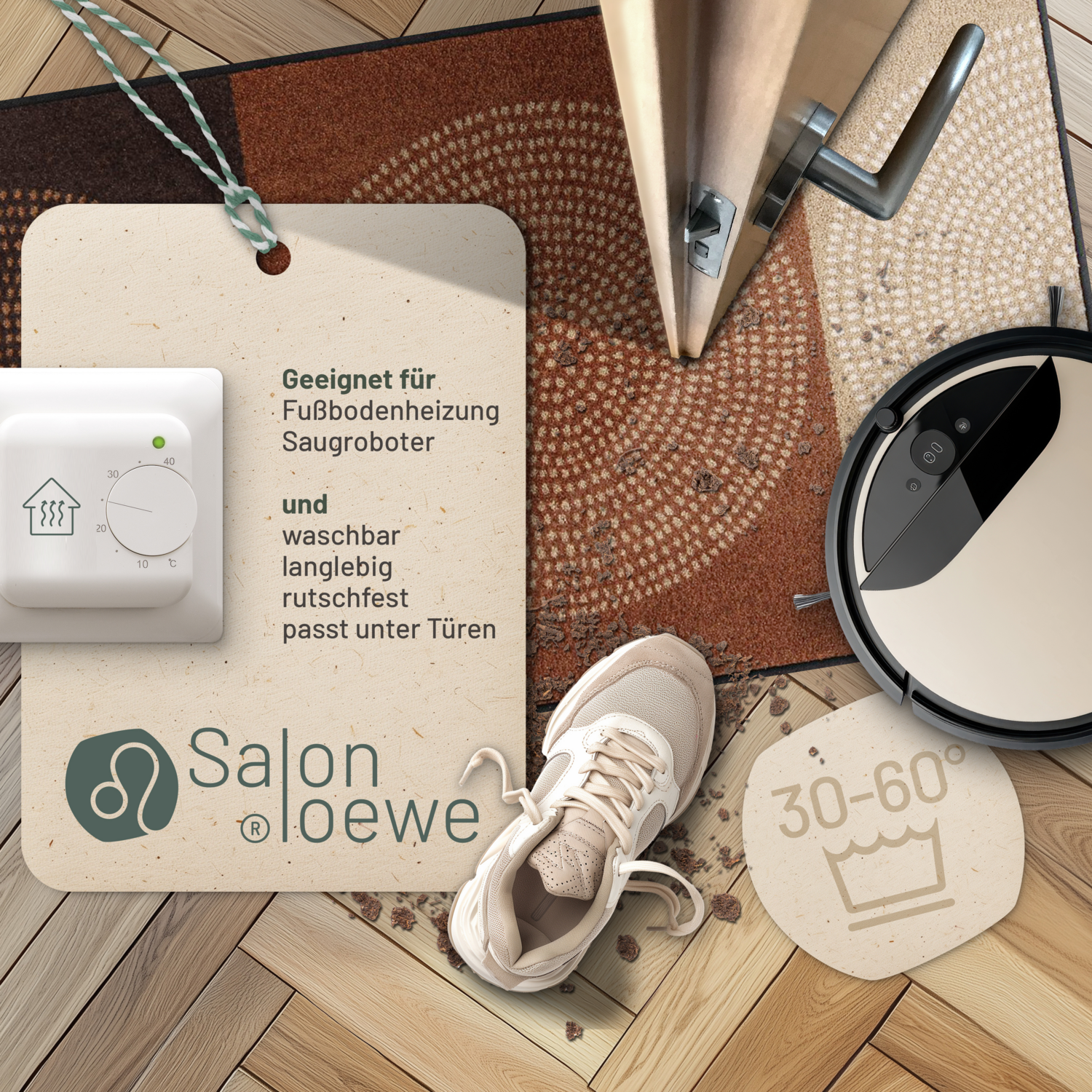 salonloewe-nestor-mocca-teppich-75-x-120-cm-waschbare-schmutzfangmatte-mit-grafi image 3