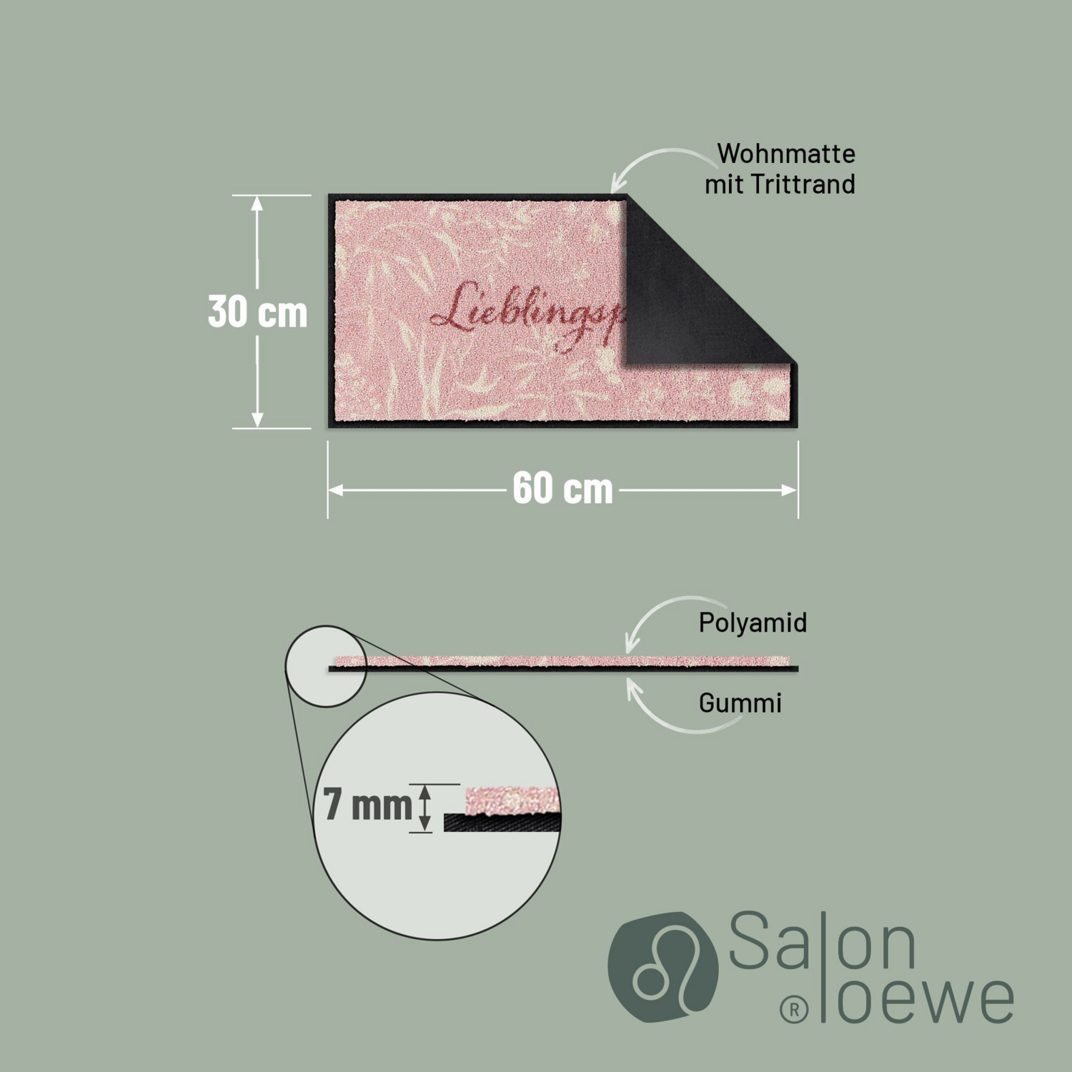 salonloewe-lieblingsplatz-wiese-rosa-minimatte-30-x-60-cm-kleine-schmutzfangmatt image 4
