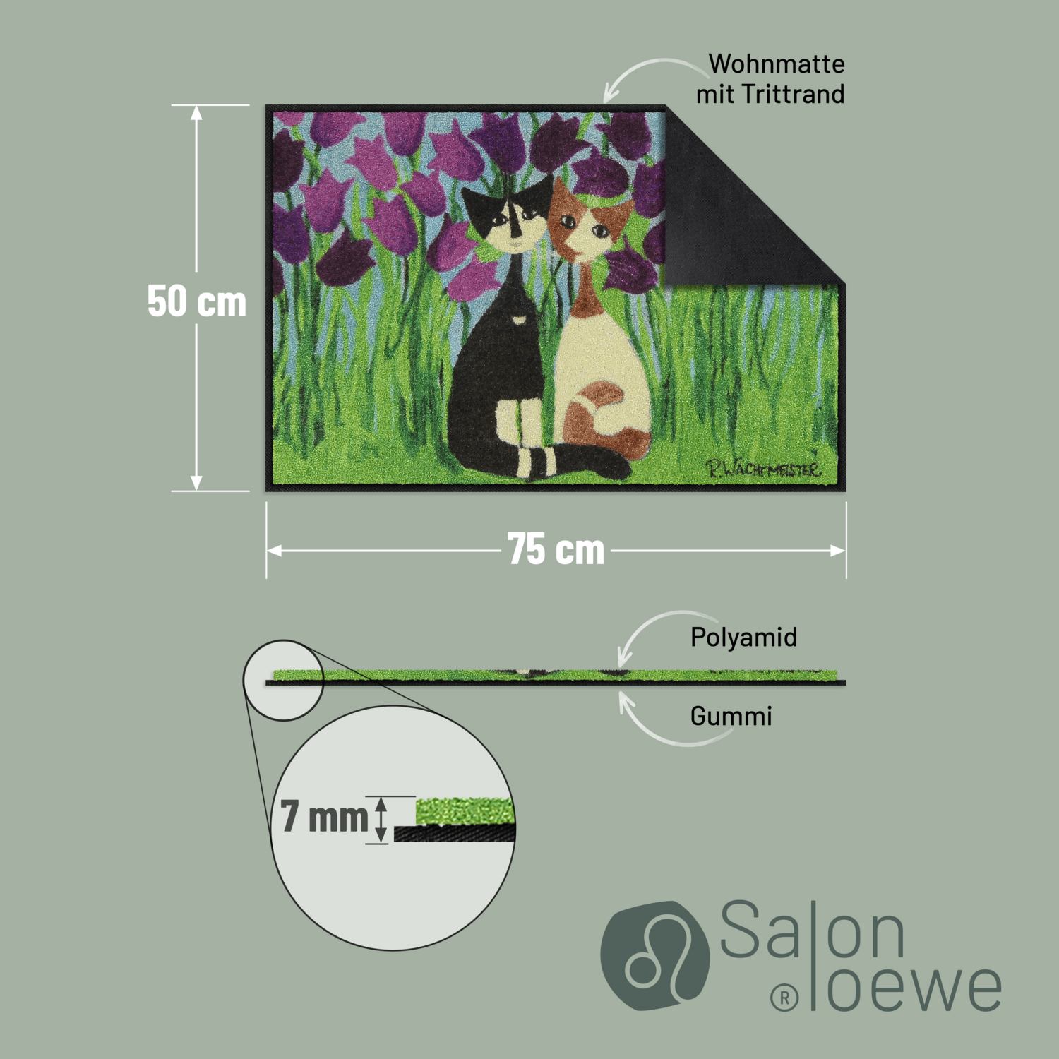 salonloewe-cielo-di-tulipani-eingangsmatte-50-x-75-cm-schmutzfangmatte-mit-katze image 3