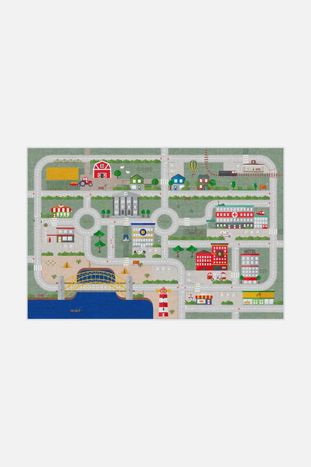 teppana-spielteppich-stra-en-bunt-waschbarer-kinderteppich image 1
