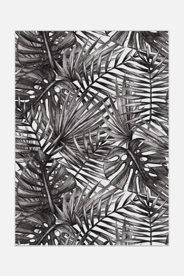 teppana-outdoor-palme-stein-teppich-waschbarer-outdoor-indoor-teppich-grau-silbe image 1