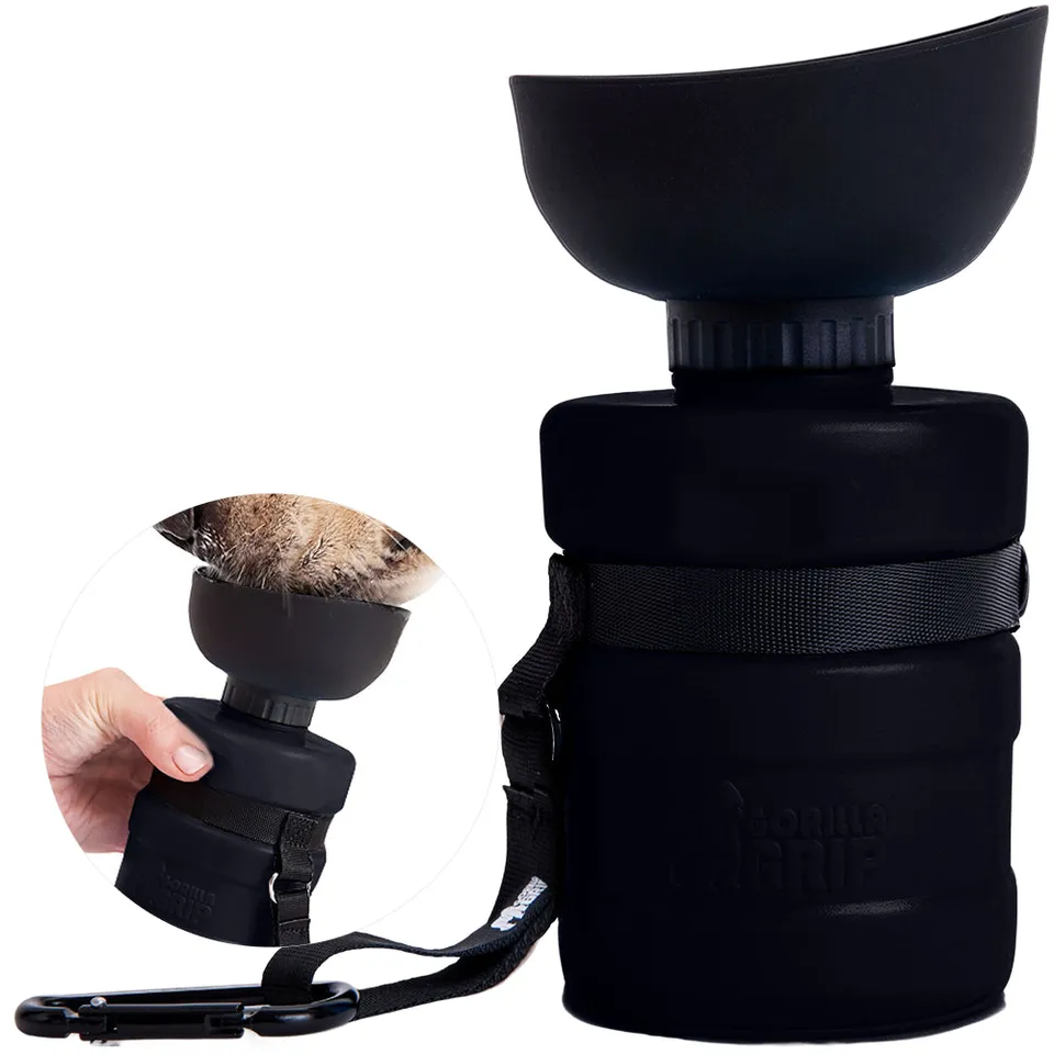 gorilla-grip-dripguard-trinkflasche-f-r-hunde-mit-napf image 1