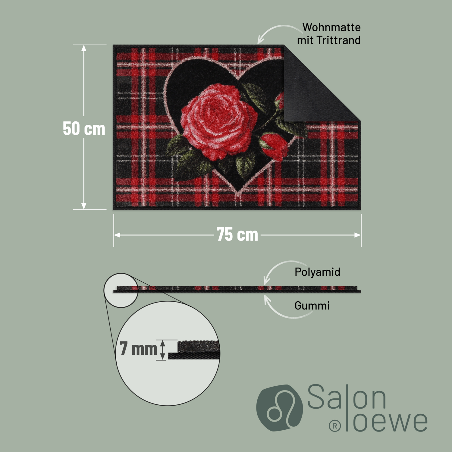 salonloewe-english-rose-black-eingangsmatte-50-x-75-cm-waschbare-fu-matte-mit-ro image 4