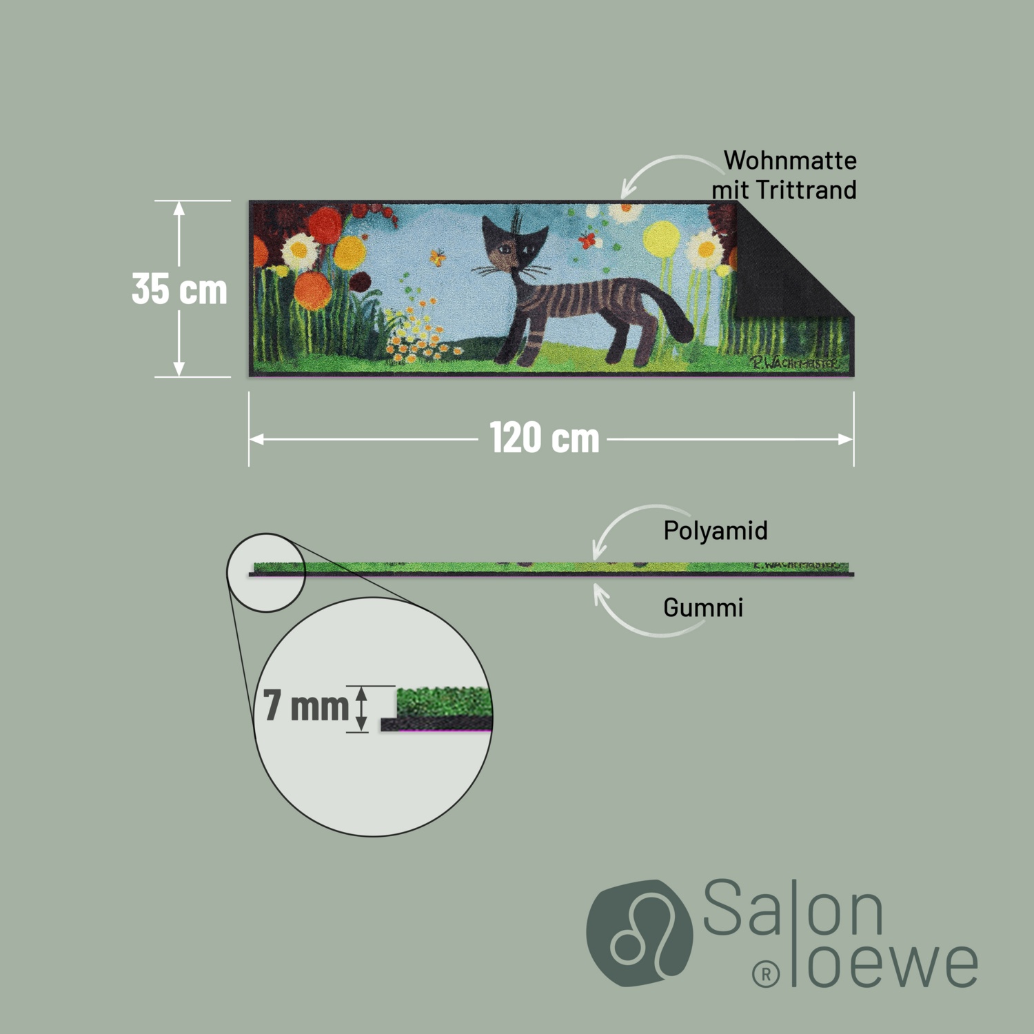 salonloewe-margherite-halb-rund-35-x-120-cm-kunstvolle-halbrund-matte-mit-katzen image 4