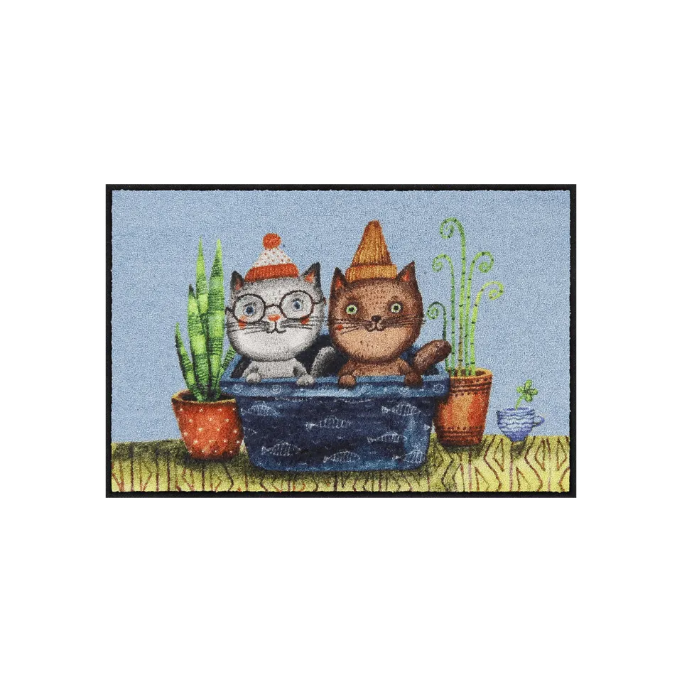 salonloewe-trouble-cats-eingangsmatte-50-x-75-cm-katzenmotiv-waschbar-und-trockn image 1
