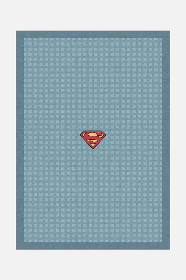teppana-superman-gitter-blau-waschbarer-kinder-teppich image 1